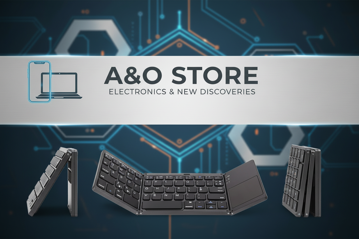 Banner A&O Store cu tastatură poziționată jos